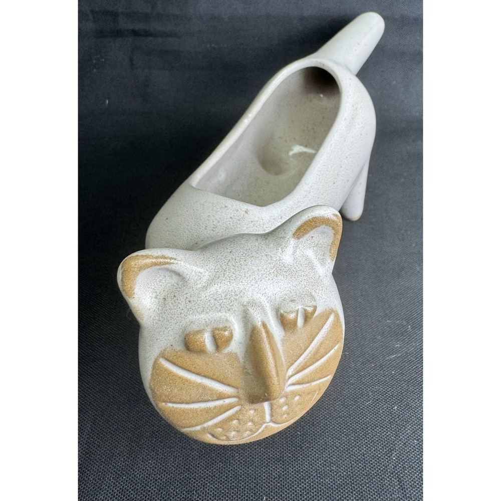 Vintage David Stewart For Lion's Valley Pottery Cat Folk Art Planter